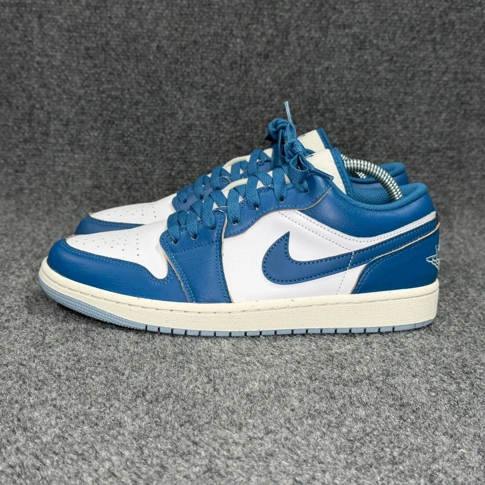Jordan 1 Low Shoes Men's 9 Industrial Blue White Retro Athletic‎ Sneakers